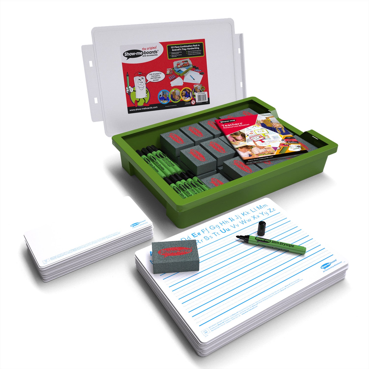 Show-me 120pc Whiteboard Class Combination Pack (Handwriting) with Storage Tray