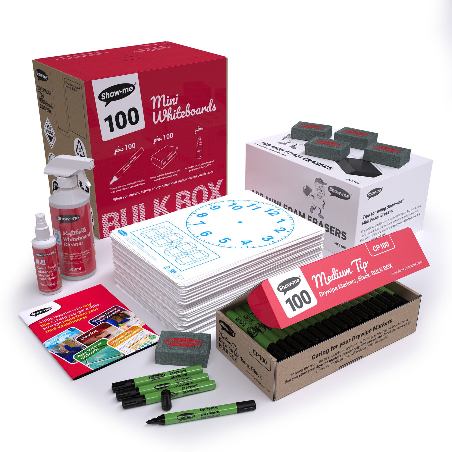 Show-me Bulk Box - Tell the Time Whiteboards pk 100