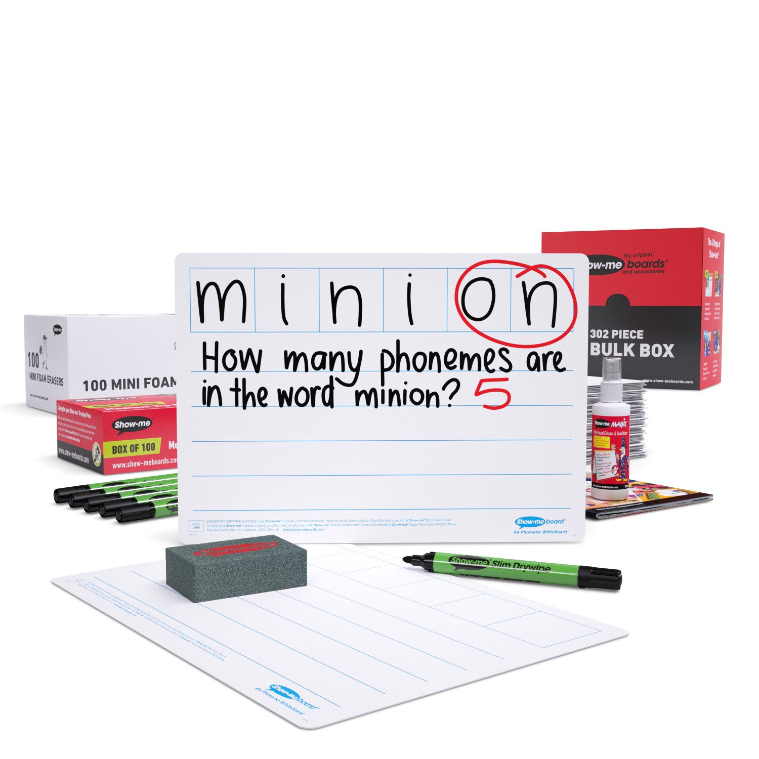 Show-me Bulk Box A4 Phoneme 6-Frame Whiteboards pk 100