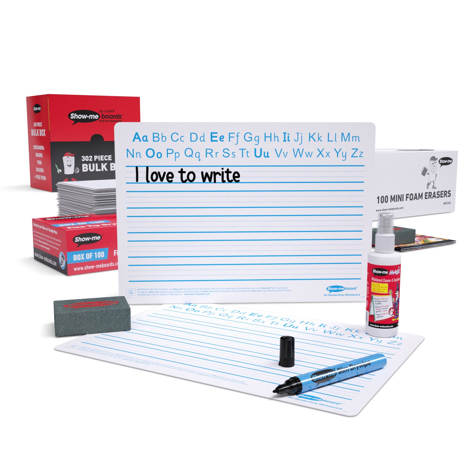 Show-me Bulk Box A4 Handwriting Whiteboards pk 100