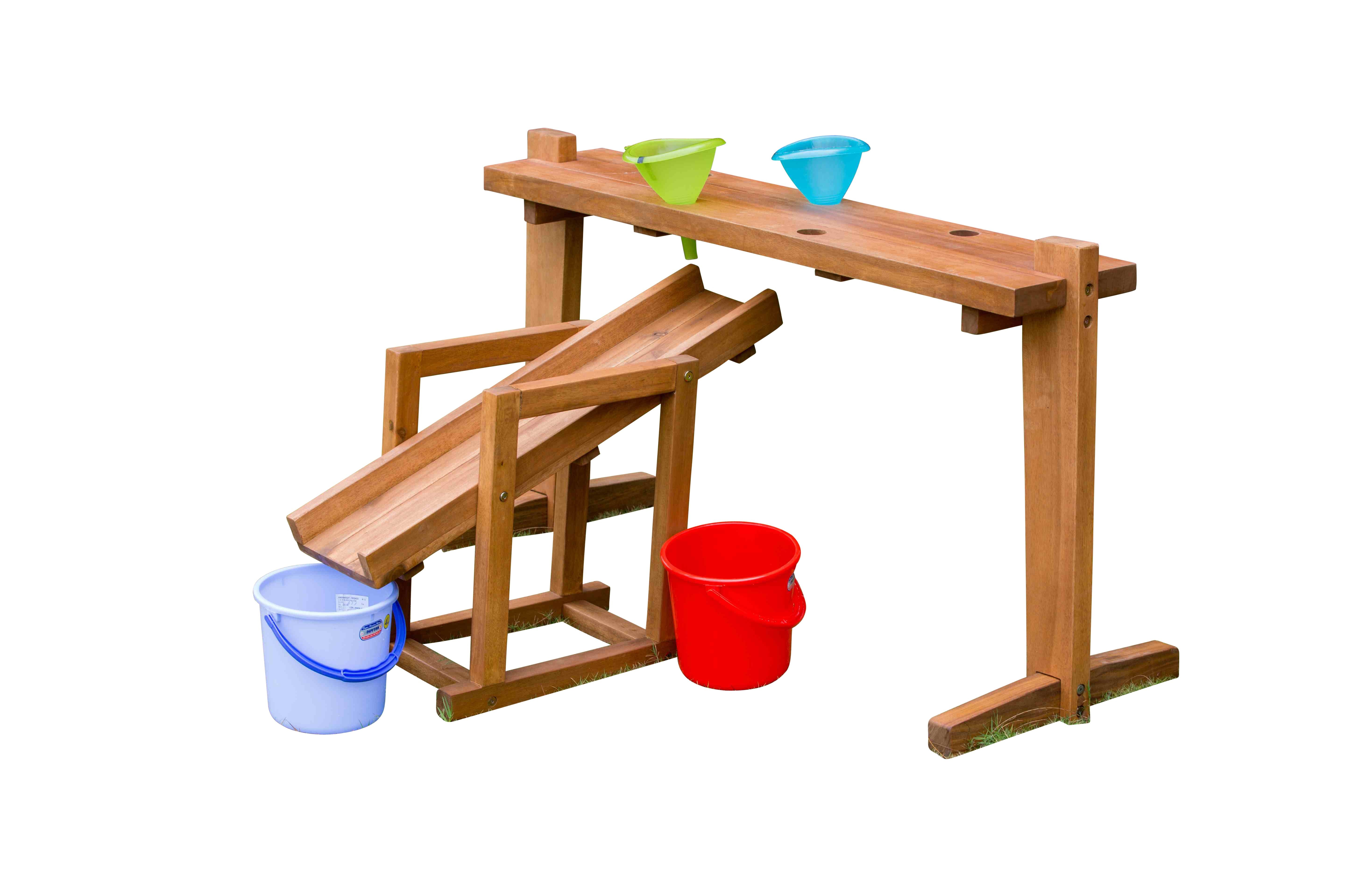 Outdoor Wooden Water Play Rack with Slide
