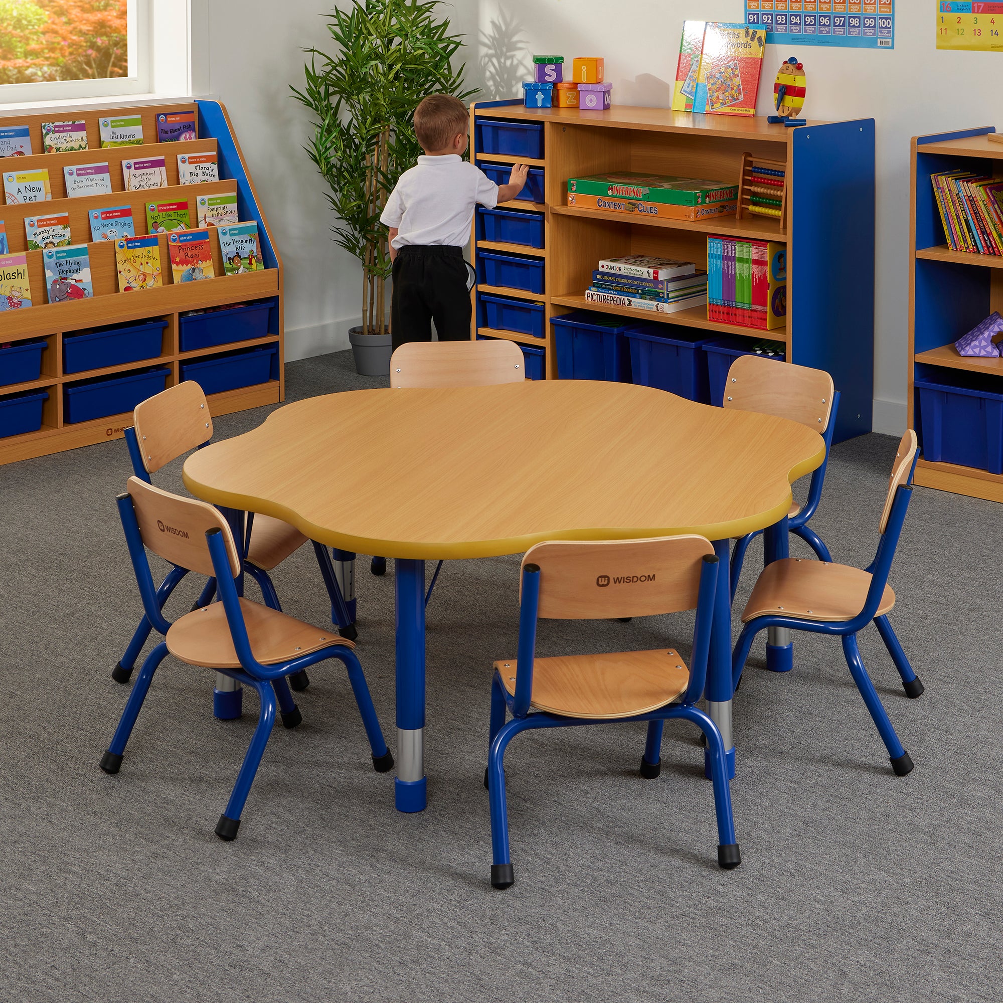 Milan Flower Table (6 Seater) - Blue