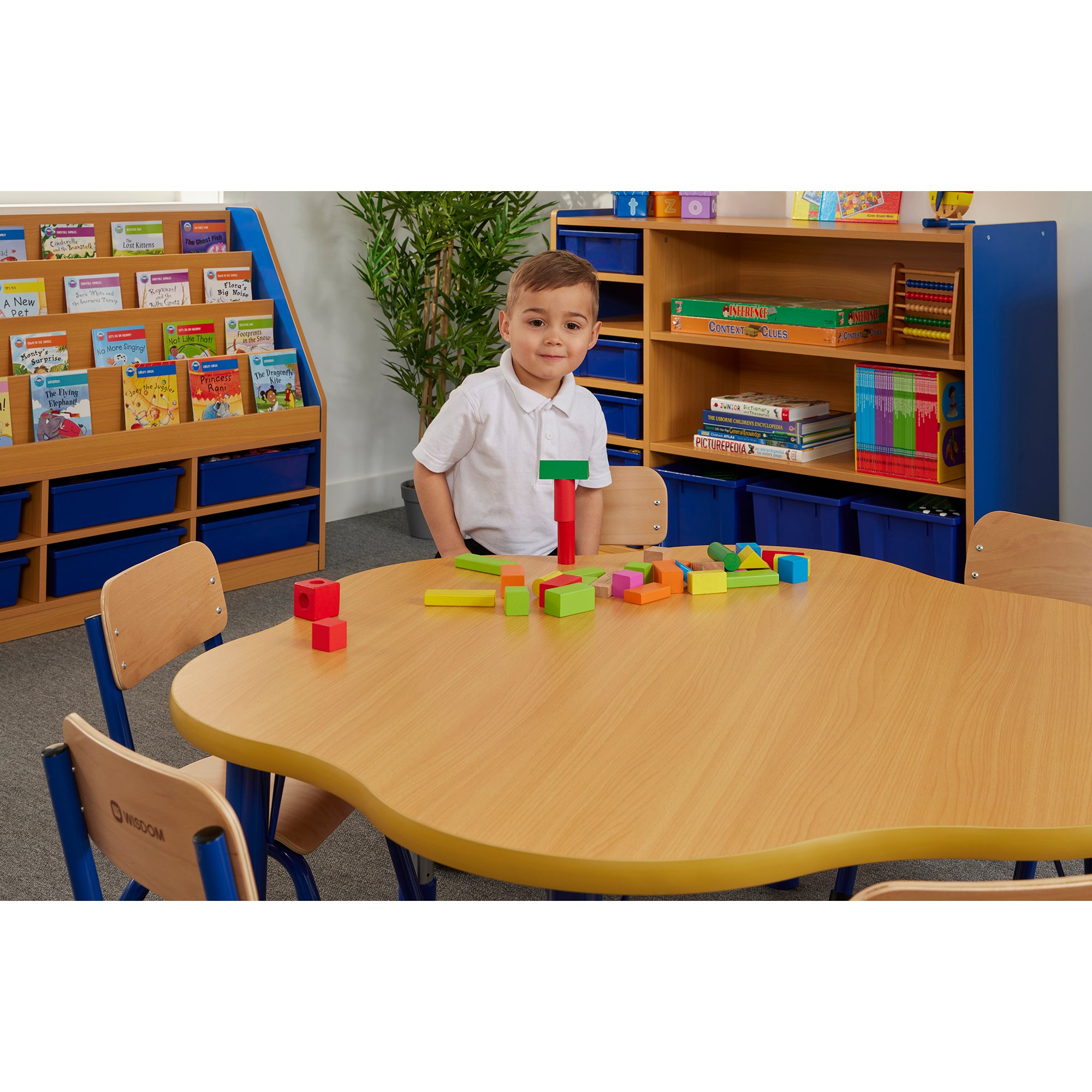 Milan Flower Table (6 Seater) - Blue