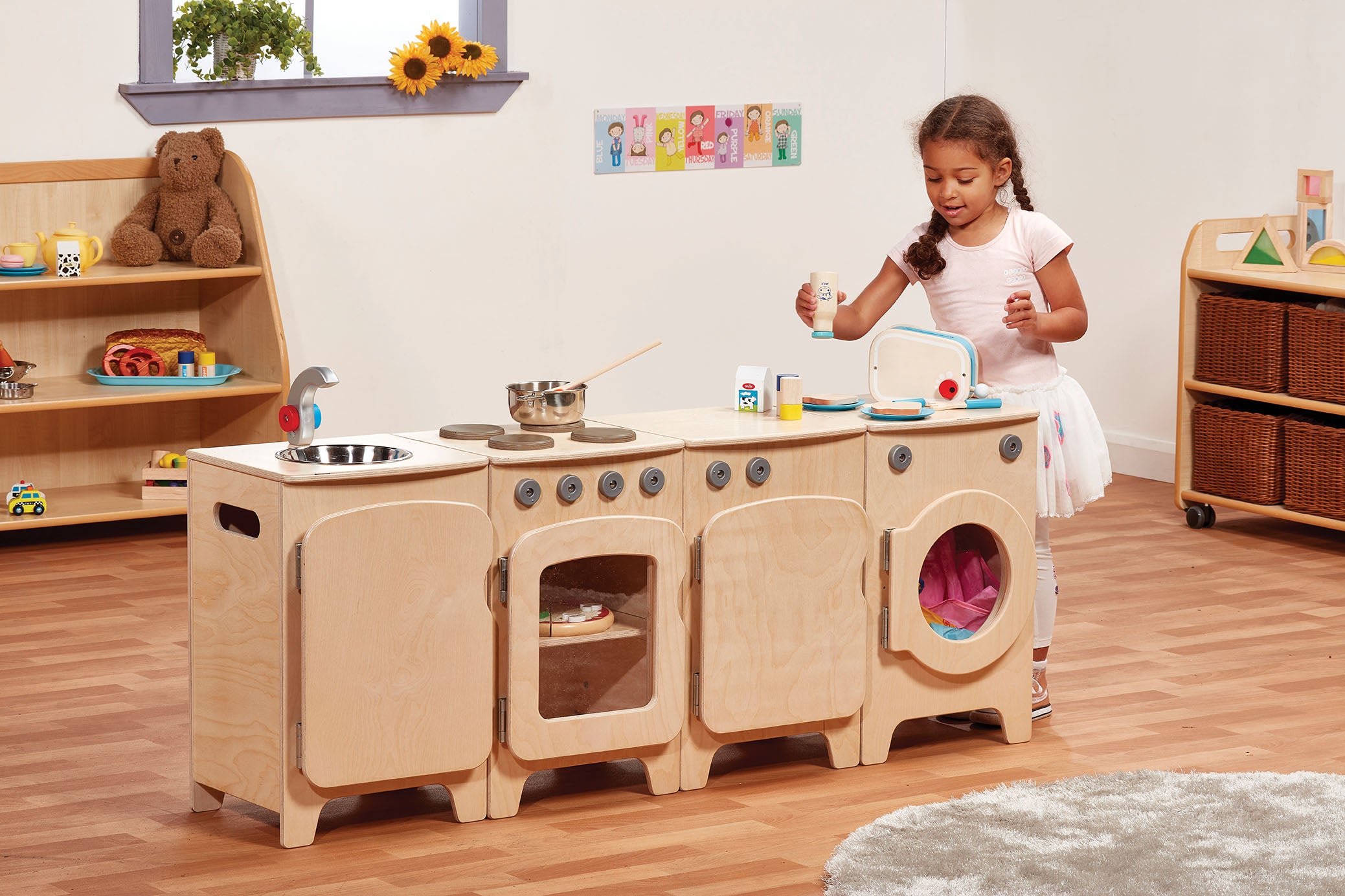 Millhouse Natural Kitchen 4pc - Cooker, Sink, Washer, Fridge (H550cm)