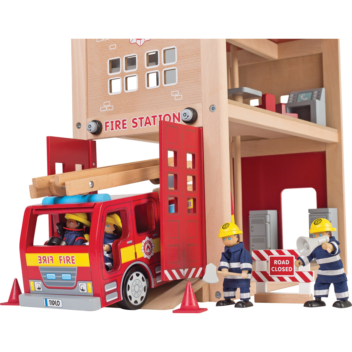 Wooden Fire Station Play Set