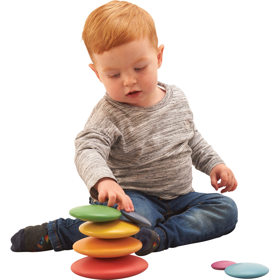 Rainbow Wooden Buttons pk 7