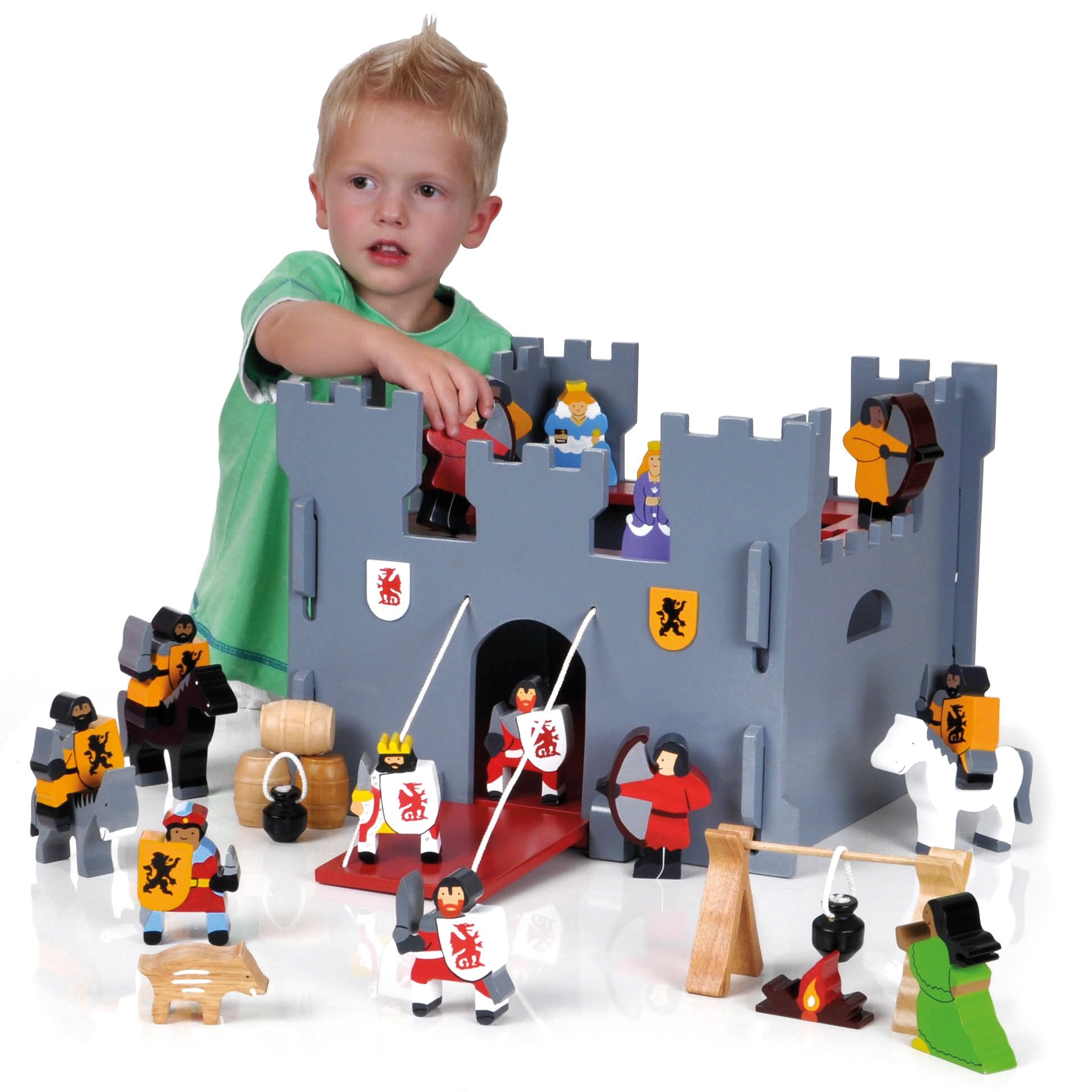 Wooden Medieval Castle & Figure Set