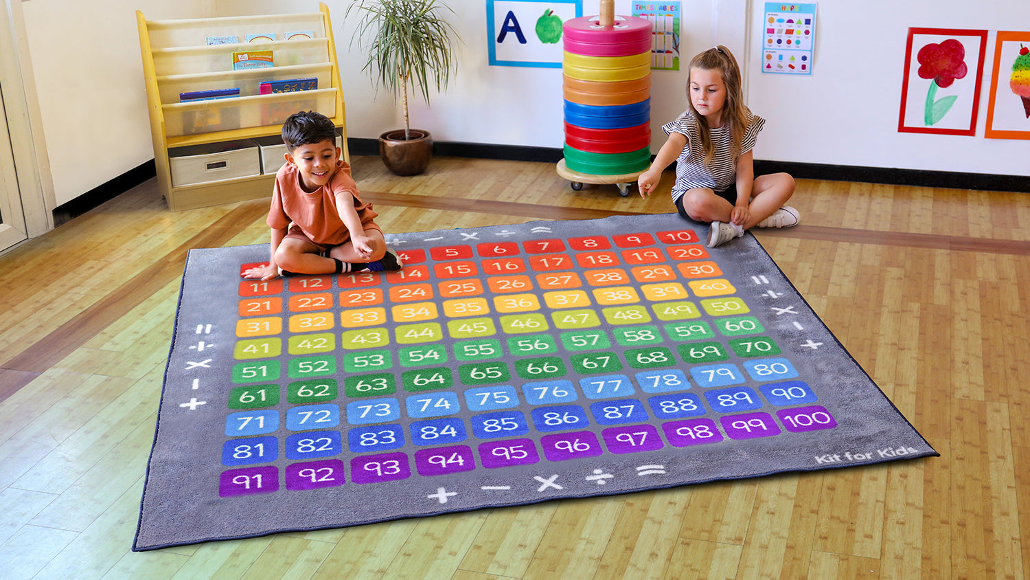 100 Square Counting Grid Carpet
