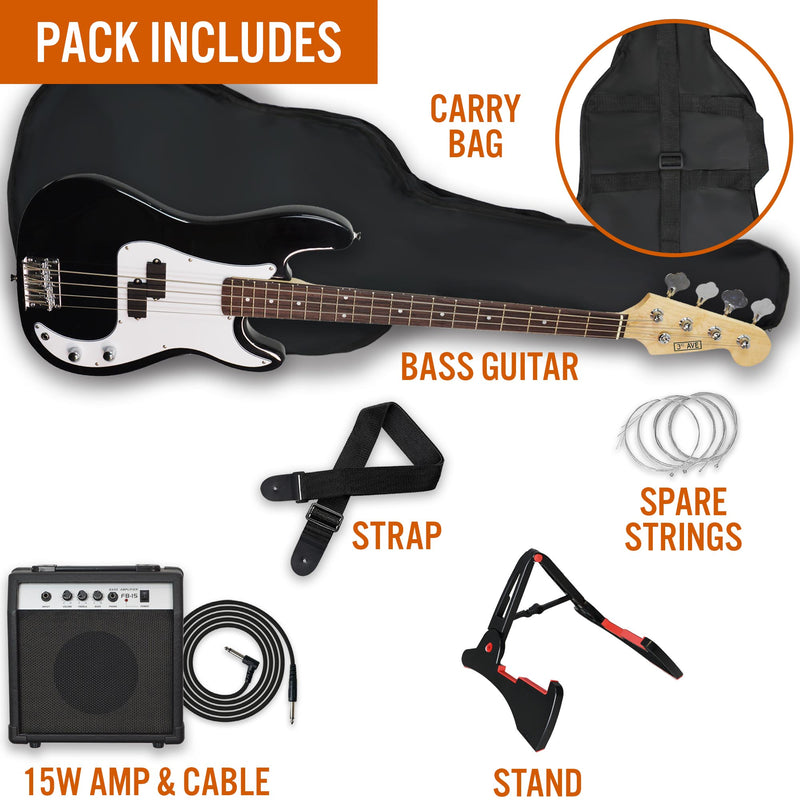 3rd Avenue Electric Bass Guitar Pack Full Size