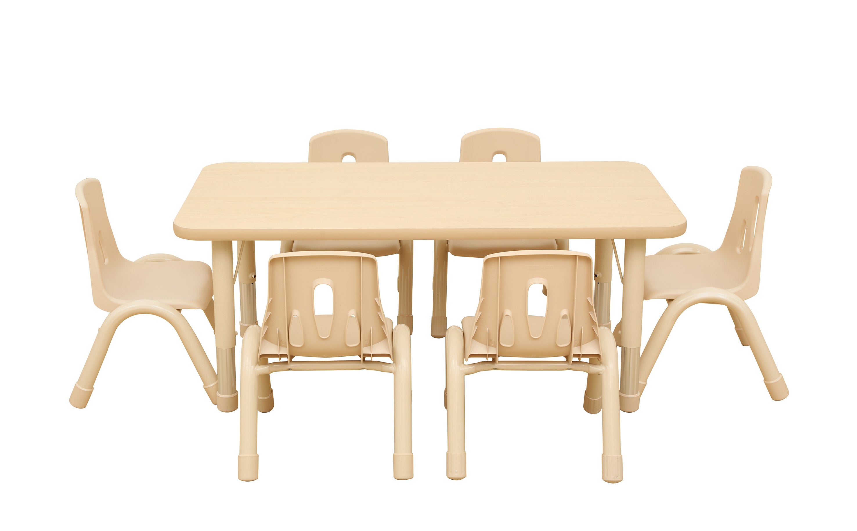 Elegant Height Adjustable Rectangular Table (120x60cm) & 6 Chairs