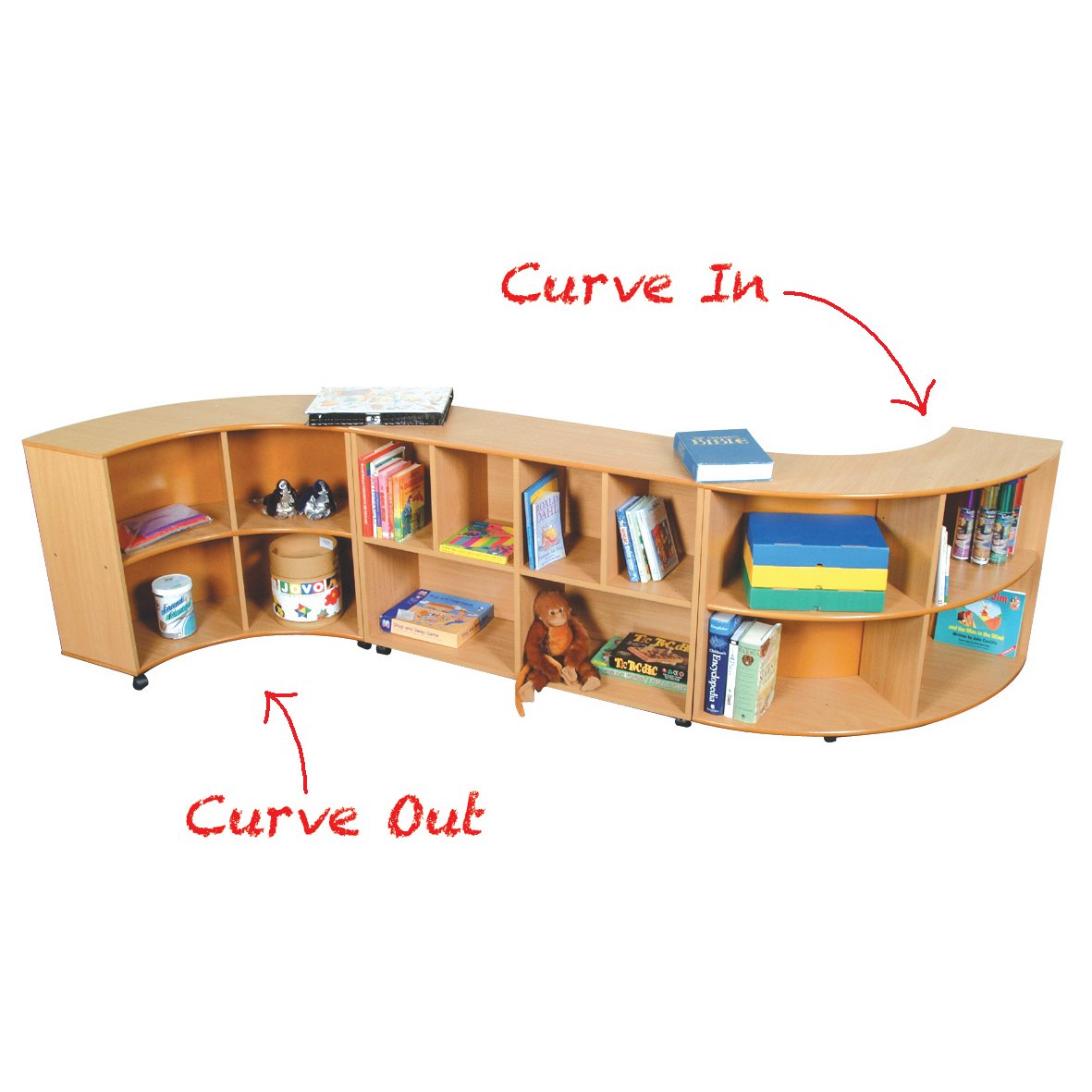 Beech Quarter Rounds Storage Unit - Curve In