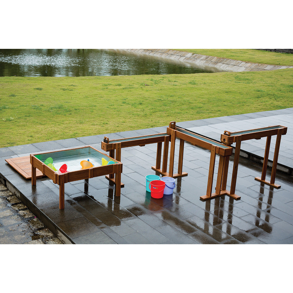 Outdoor Waterfall with Sand and Water Table