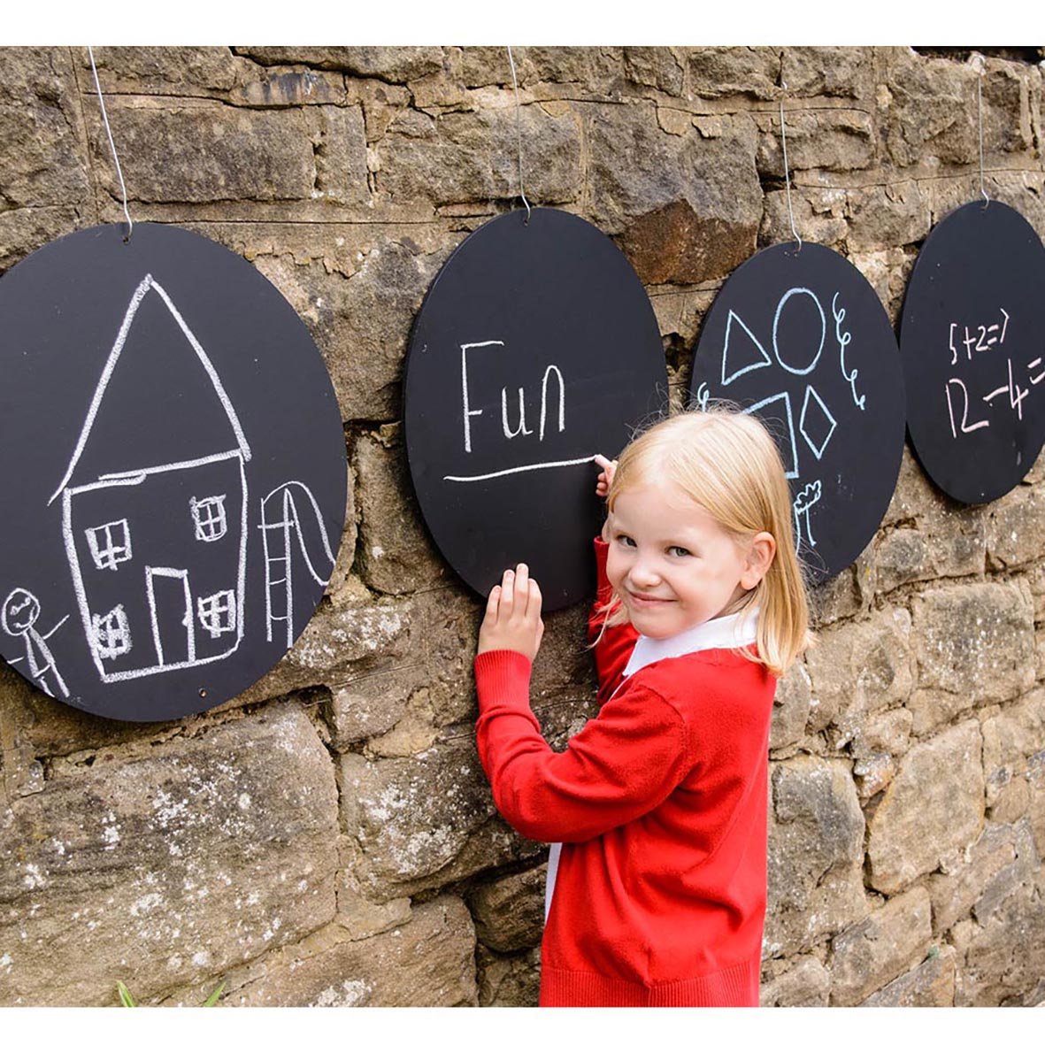 Circular Wooden Chalkboards pk 4