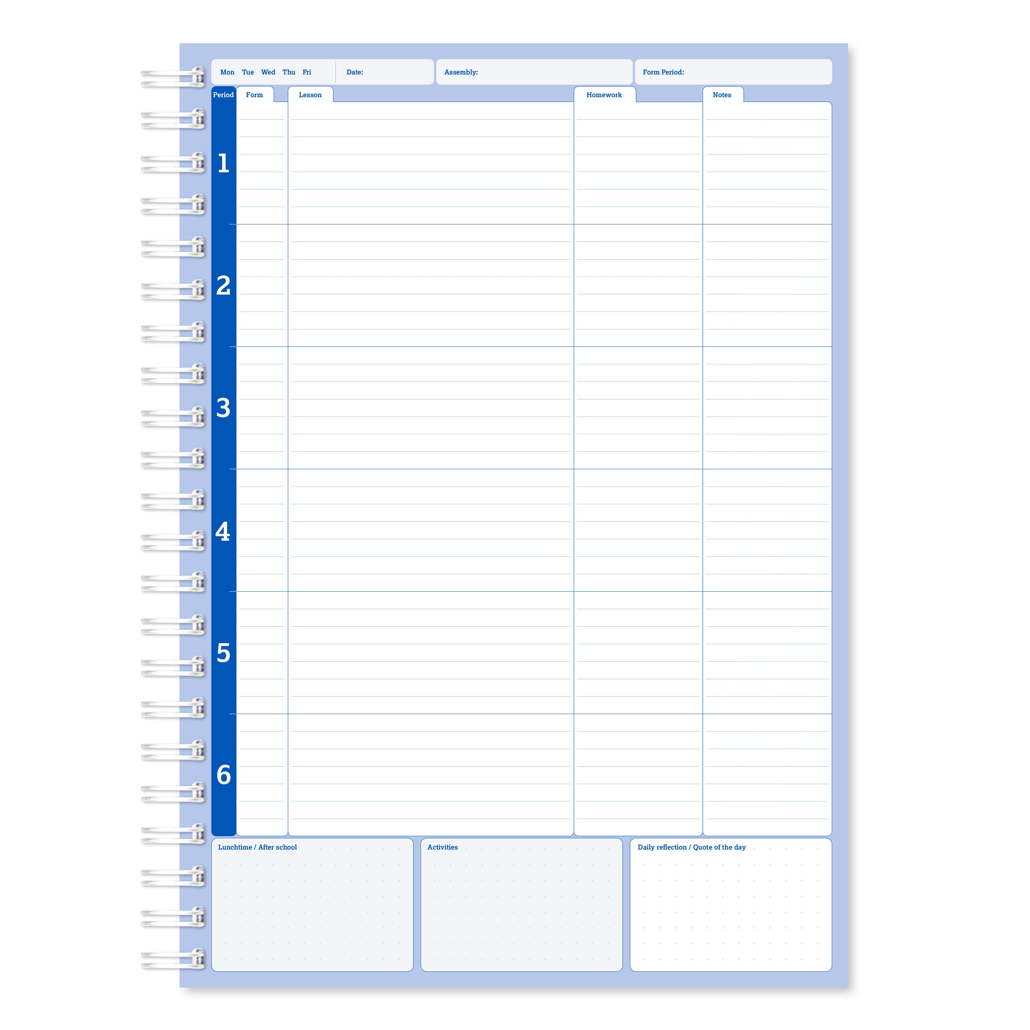 Teacher's A4 Academic Planner/Record (6 period)