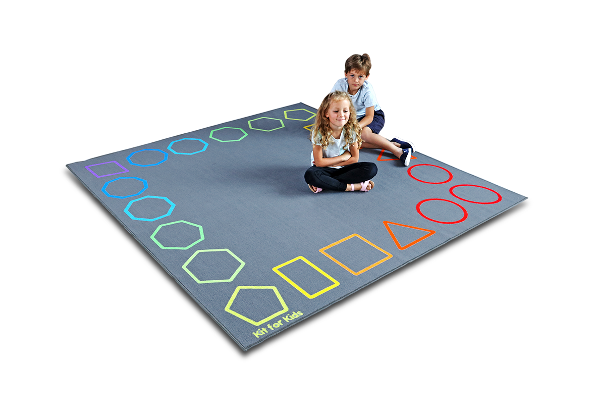 Essentials Rainbow Geometric Border Carpet