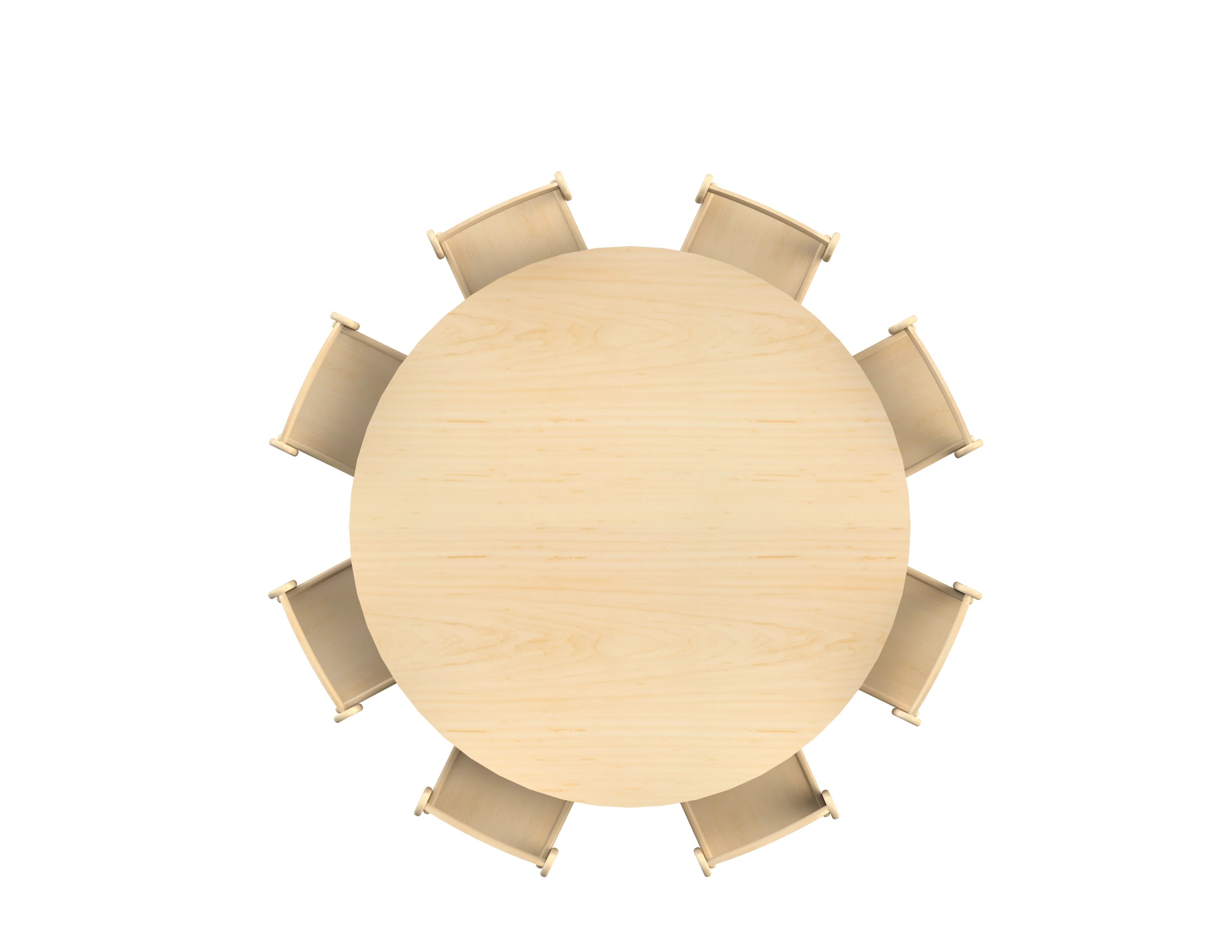 Millhouse Large Circular Table with 8 Beech Stacking Chairs