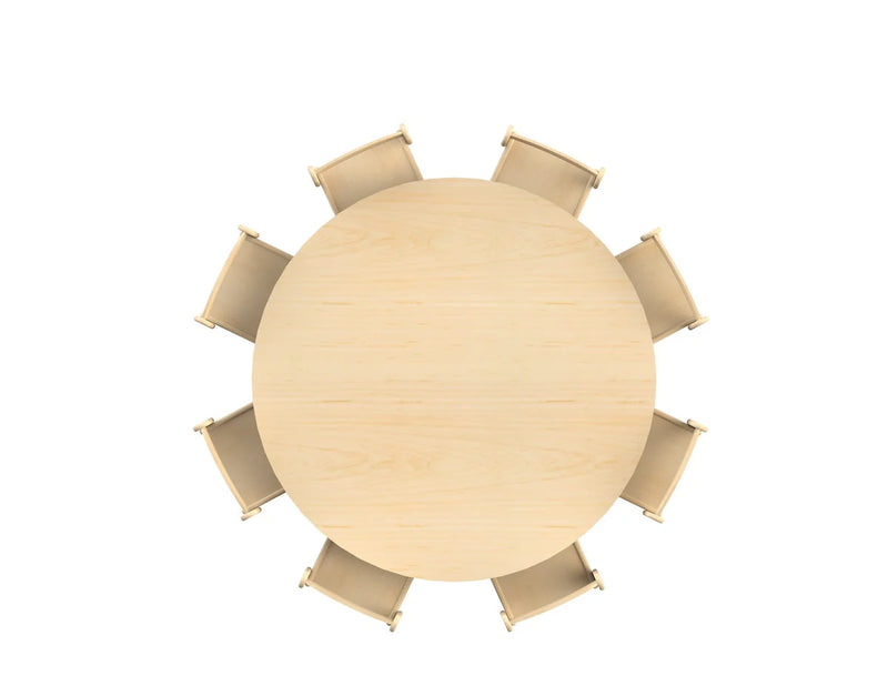 Millhouse Large Circular Table with 8 Sturdy Chairs