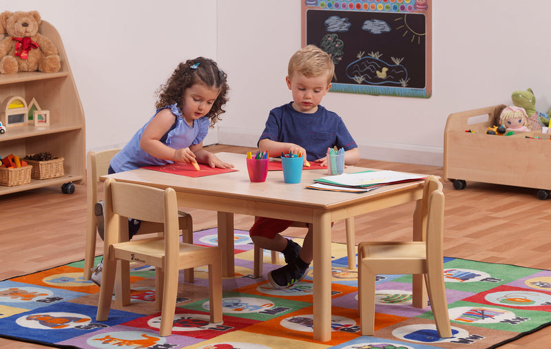 Millhouse Small Rectangular Table plus 4 Beech Stacking Chairs