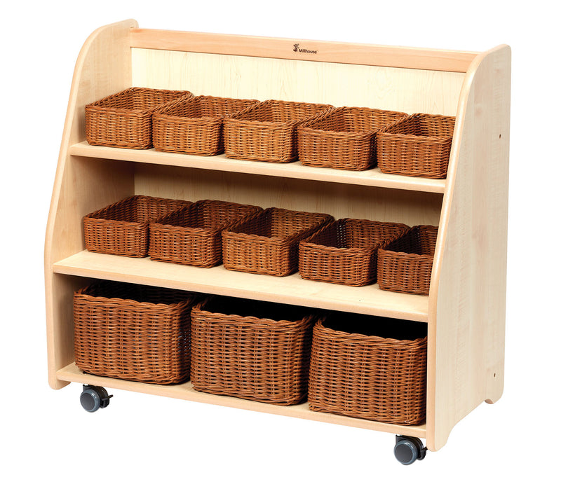 Millhouse Mobile Tiered Shelf Unit with Mirror Back