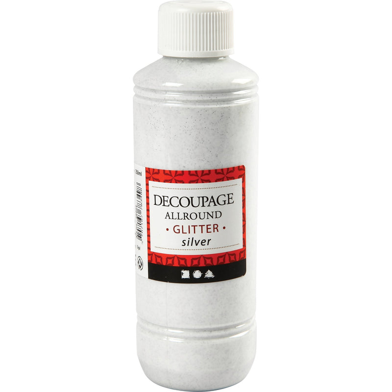 Decoupage Varnish Glitter Glue - Silver 