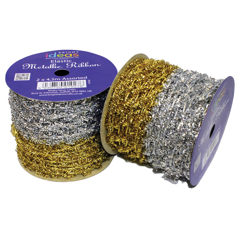 Elastic Metallic Ribbon - Gold/Silver pk 2