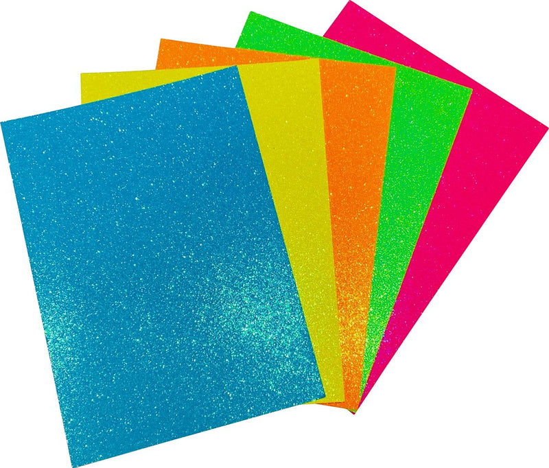 Fluorescent Glitter A4 Card 230gsm (Pack of 5 Sheets)