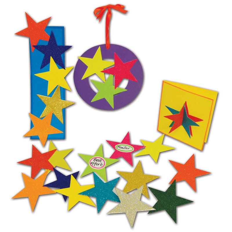 Glitter Card Stars pk 60