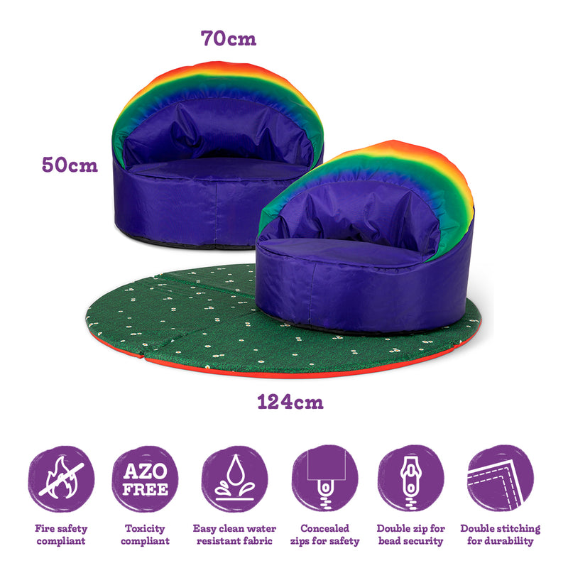 Rainbow Bundle (Rainbow/Daisy Mat & 2 Rainbow Cup Chairs)