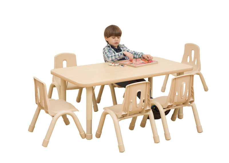 Elegant Height Adjustable Rectangular Table (120x60cm) & 6 Chairs