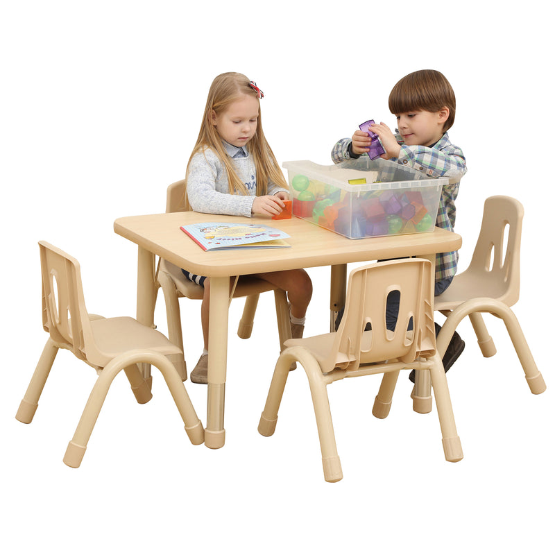 Elegant Height Adjustable Rectangular Table (80x60cm) & 4 Chairs