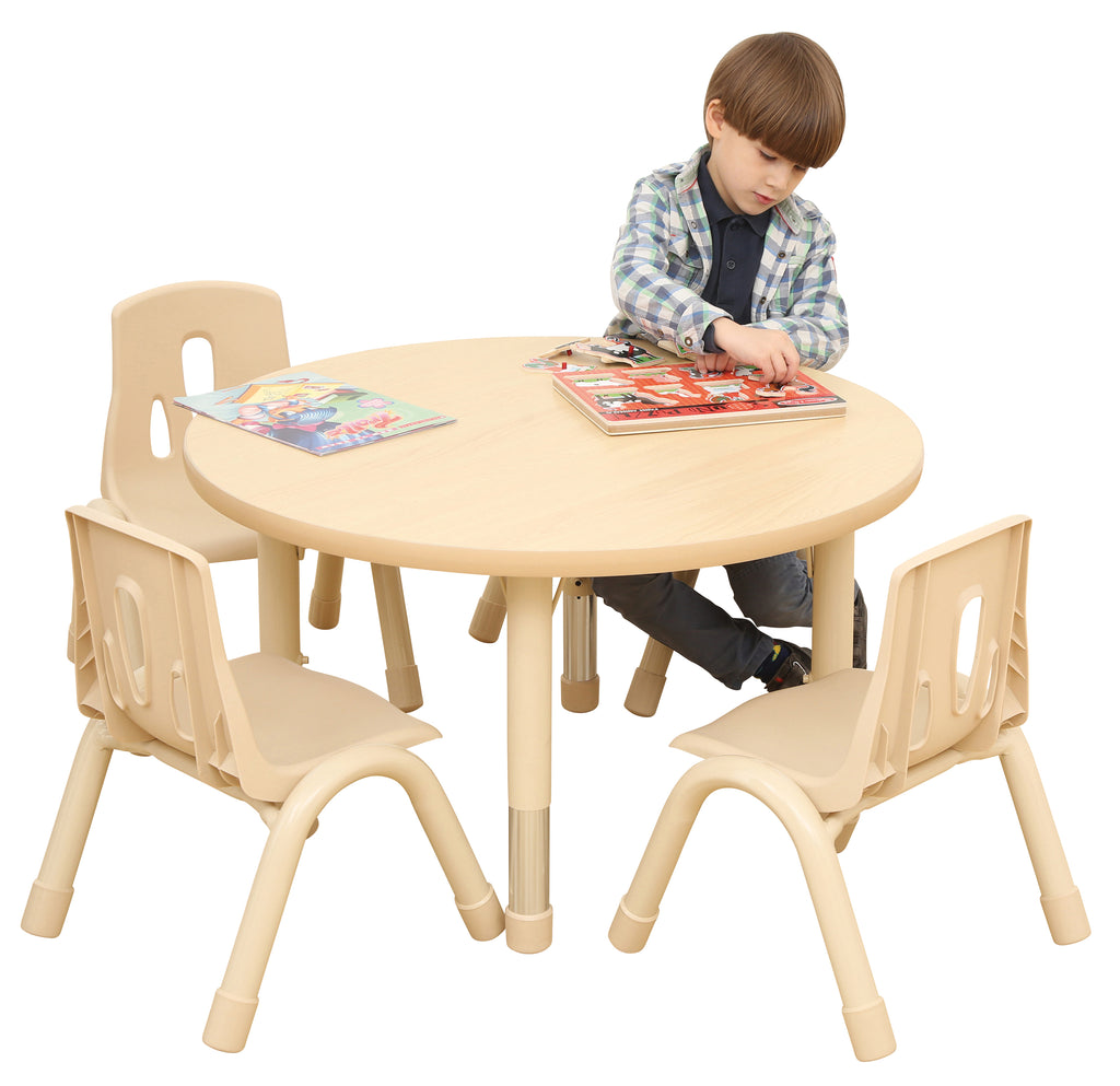 Adjustable Height Rising Round Table Elegant Height Adjustable Round Table (80cm dia) & 4 Chairs