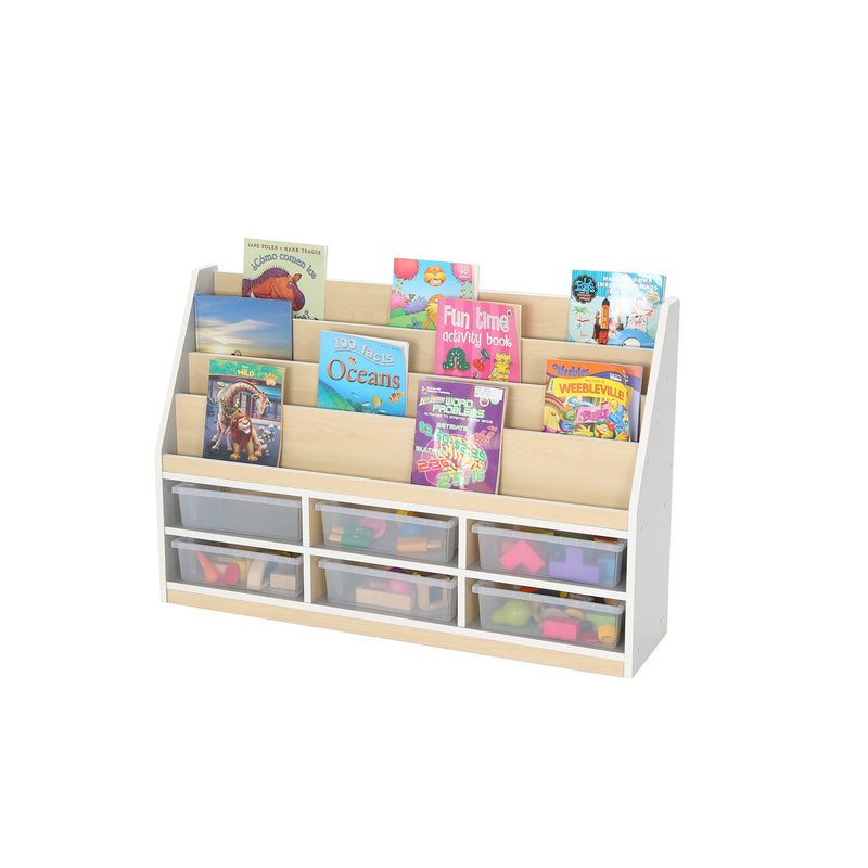 Thrifty Book Storage with 6 Small Trays (Grey)