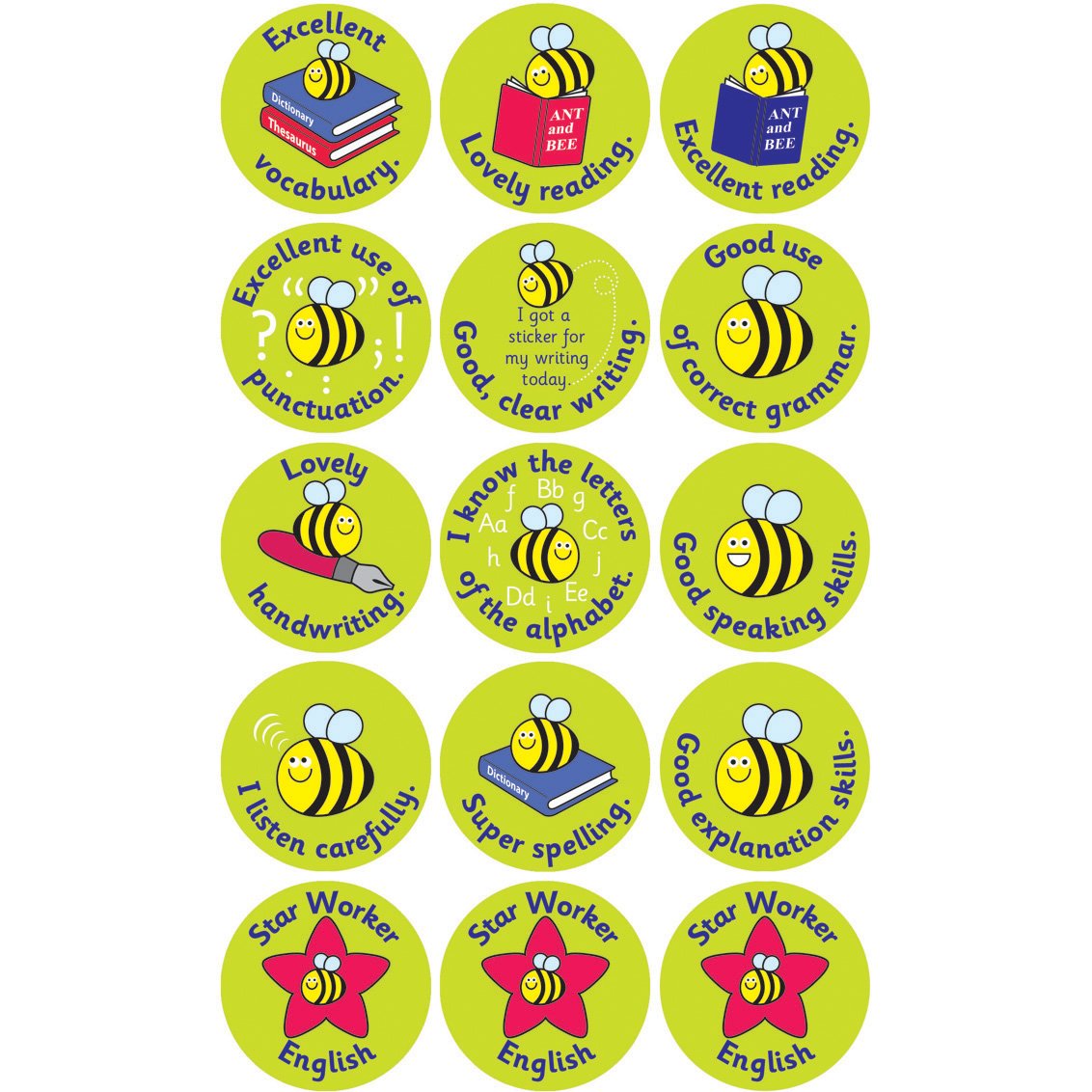 English Stickers - 38mm pk 5