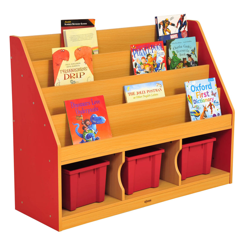 Milan Tiered Bookcase with 3 Red Trays