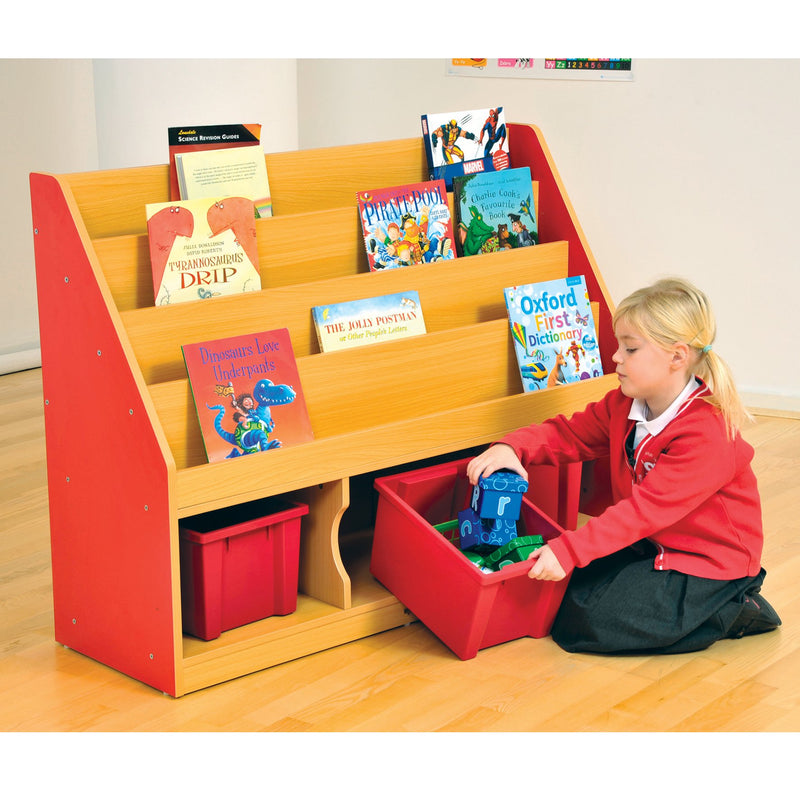 Milan Tiered Bookcase with 3 Red Trays