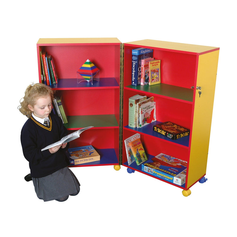 Coloured Mobile Fold-Away Bookcase 