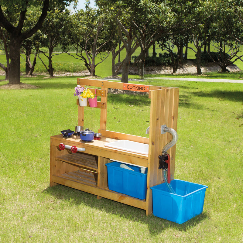 Outdoor Wooden Kitchen with Pump 