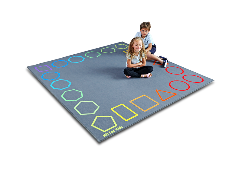 Essentials Rainbow Geometric Border Carpet